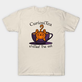 Cat in a tea cup - Curiosity Chilled the Cat T-Shirt